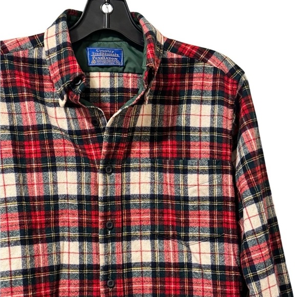 Pendleton 100% Virgin Wool Plaid Long Sleeve Shirt Womens Size Small Red White - Picture 3 of 10